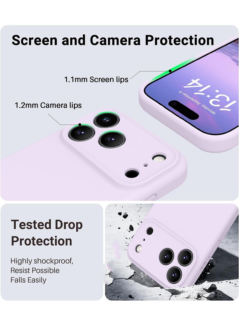 رفع القضية متوافق مع غطاء هاتف آيفون 17 برو من آبل، مصنوع من السيليكون السائل الناعم عالي الجودة [بطانة من الألياف الدقيقة المقاومة للخدش] غطاء هاتف رفيع مقاوم للصدمات، لون بنفسجي - Image 2